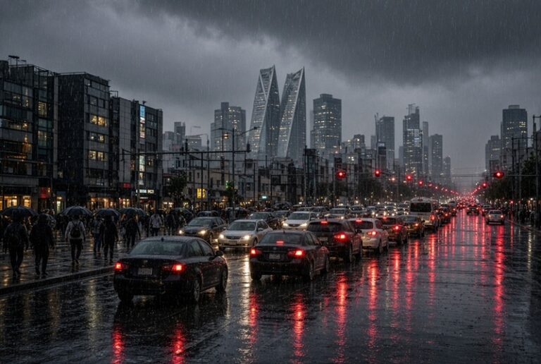Bloqueos vespertinos y lluvias fuertes mantienen el caos vial en CDMX