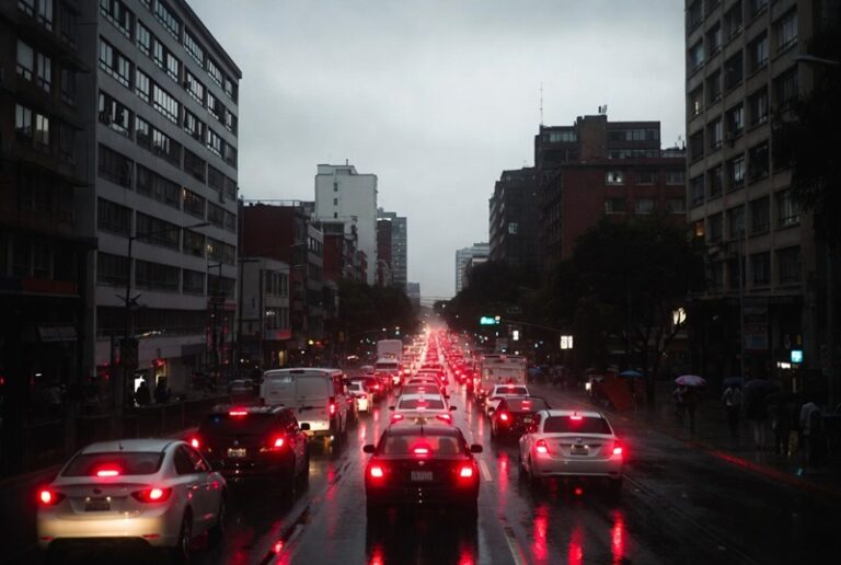 CDMX registra tráfico pesado hoy por marchas y lluvias