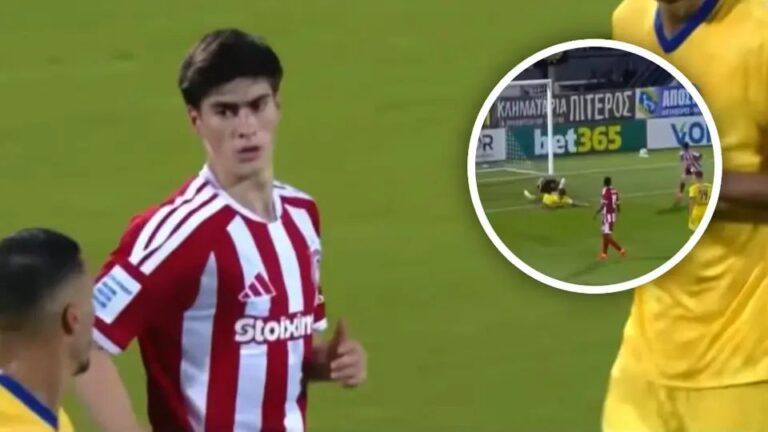 La ‘Hormiga’ González pudo debutar con gol en Olympiacos, pero falló frente al arco