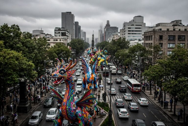 Desfile de Alebrijes y lluvias colapsan movilidad en CDMX este sábado