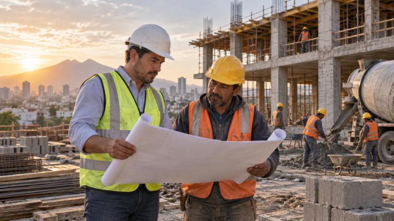 Construcción cae 2.2% mensual: cómo leer el contraste anual