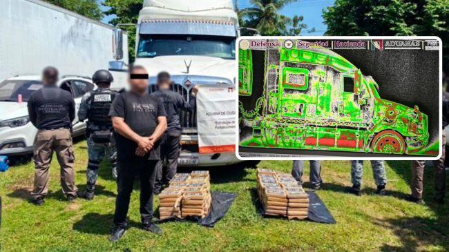 Incautan 170 paquetes de cocaína en tractocamión en Huixtla, Chiapas